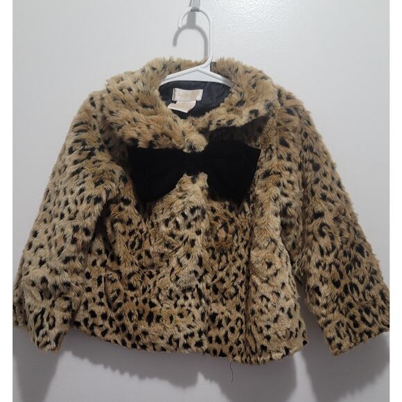 Savannah leopard print fluffy jacket US girls 3T - Picture 1 of 4